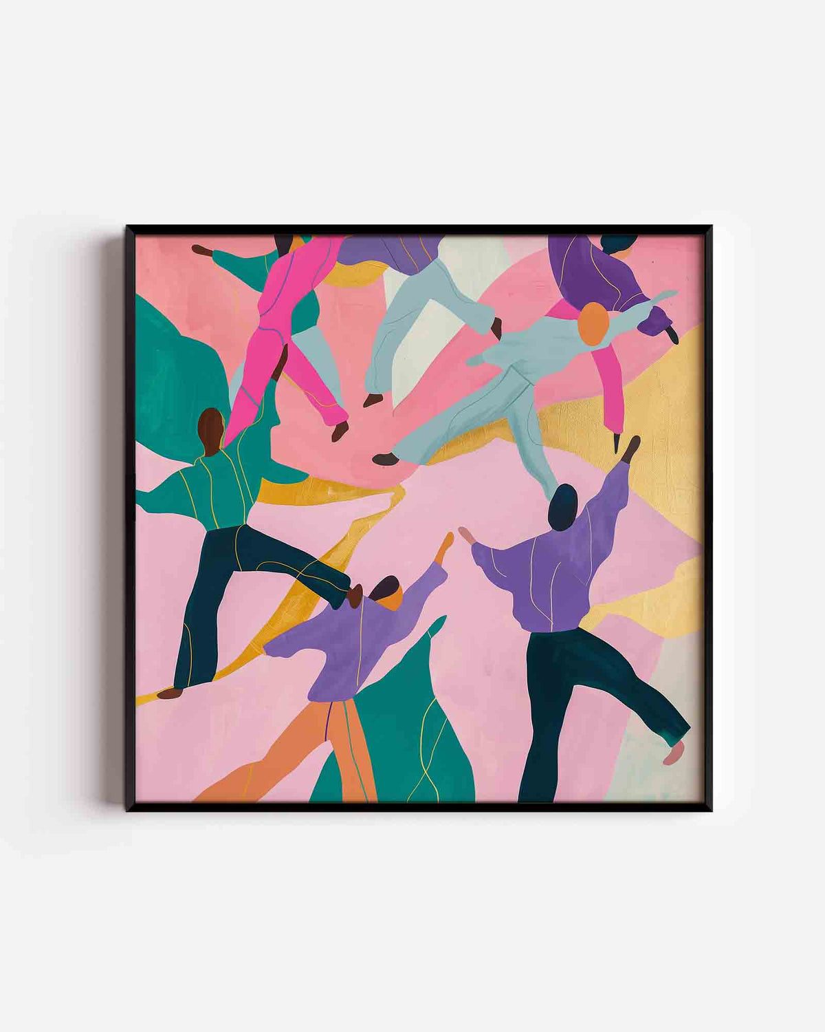 Dansende figuren – design vierkante poster als wanddecoratie