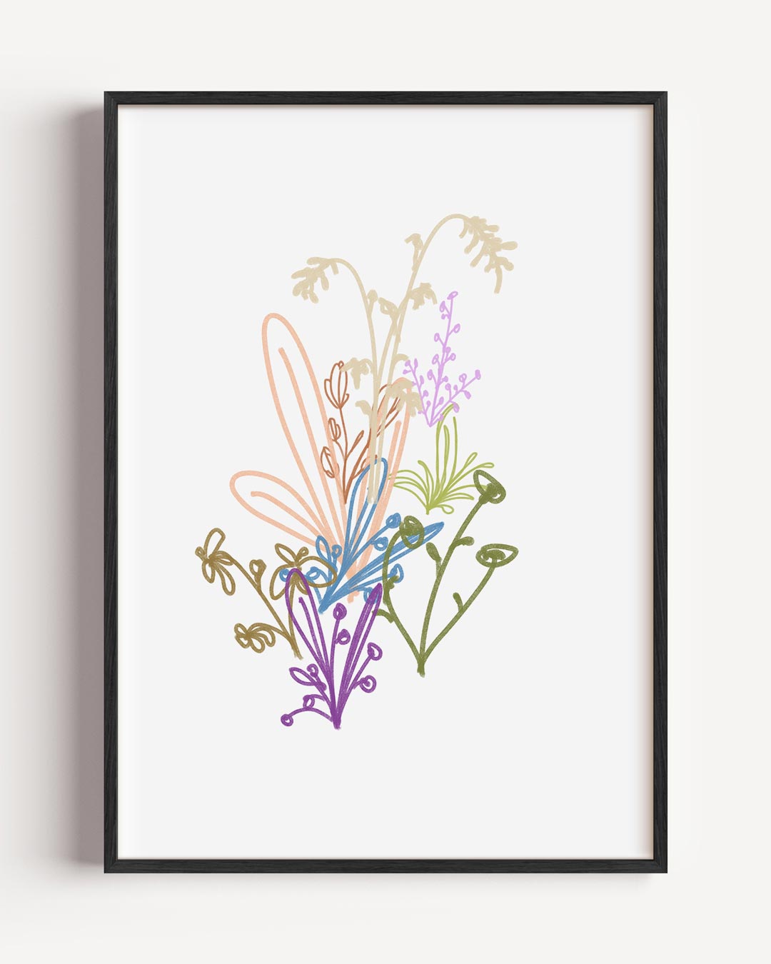Vrolijke Bloemen Illustratie – bloemen portret poster als wanddecoratie