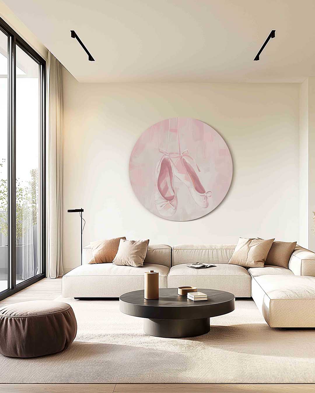 Balletschoenen – kleurrijke illustratie muurcirkel als wanddecoratie