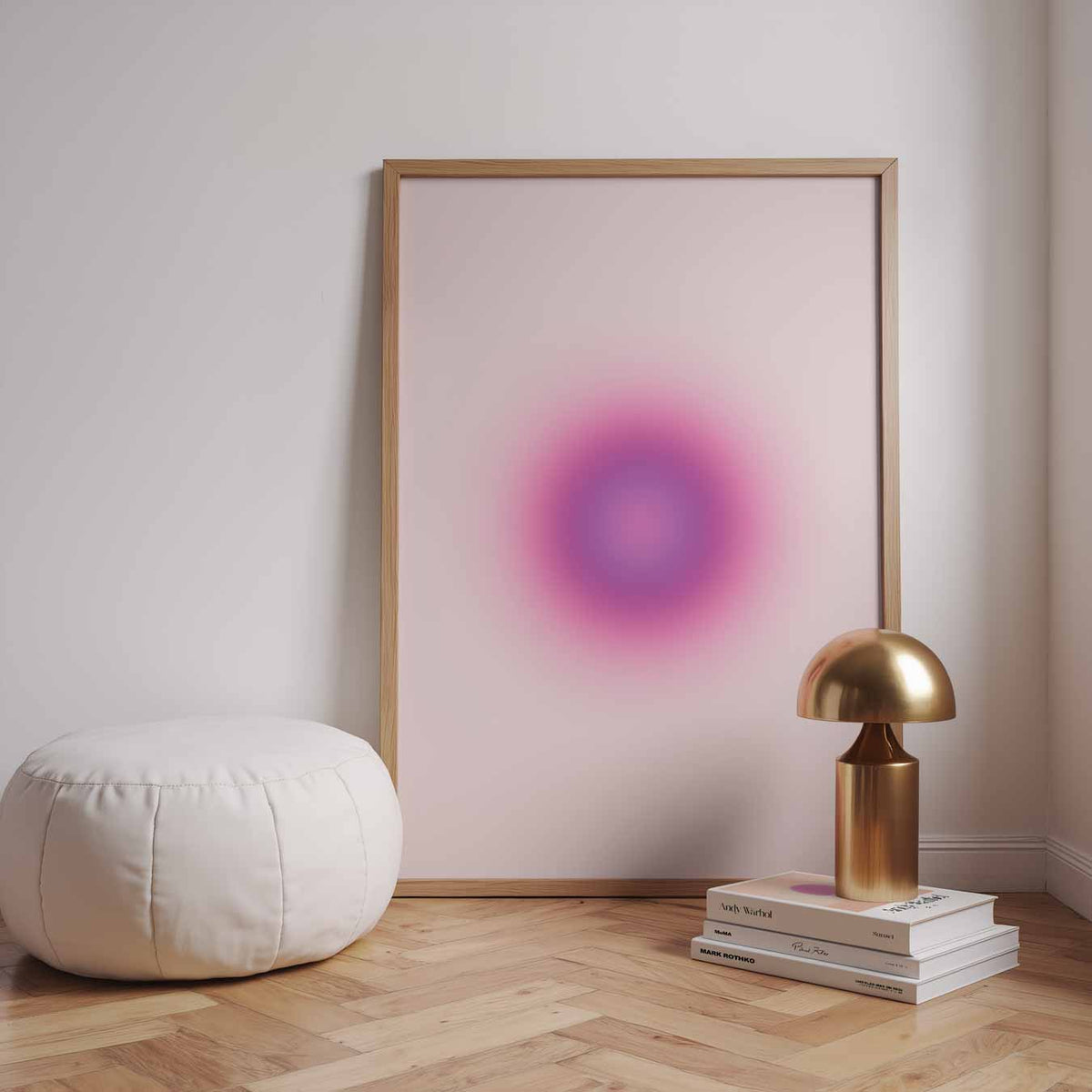 Roze Aquarel Cirkel – staande muurposter met mindful uitstraling