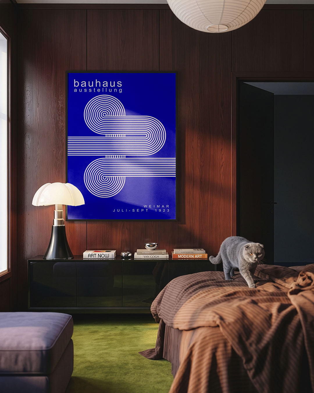 Lijnenspel en kleur – geometrische Bauhaus poster in staand formaat