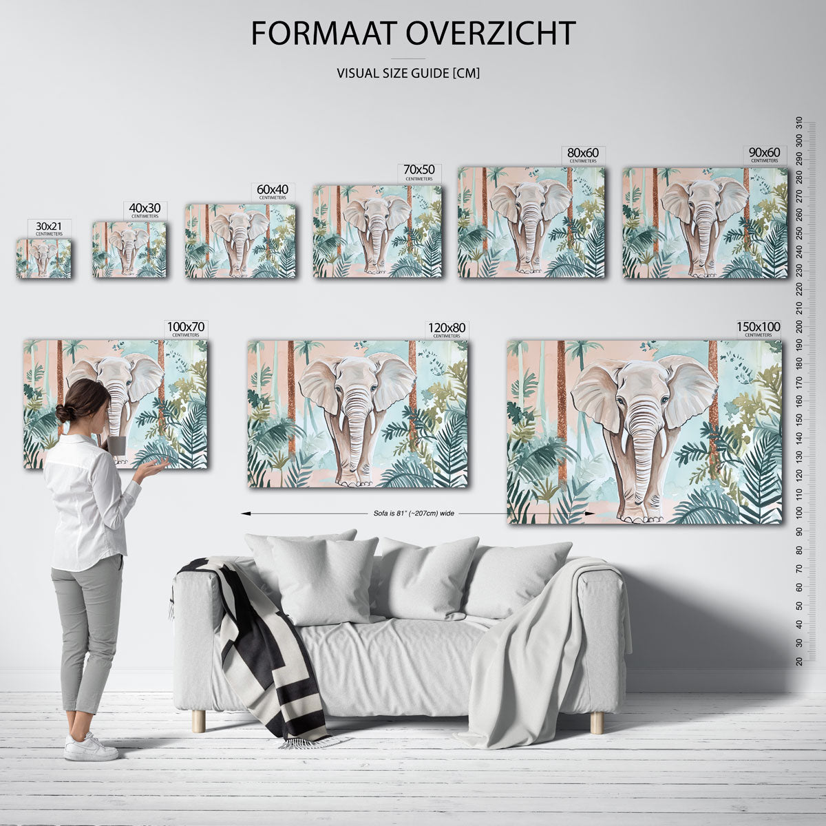 Olifant in jungle – liggende muurposter met dierenthema