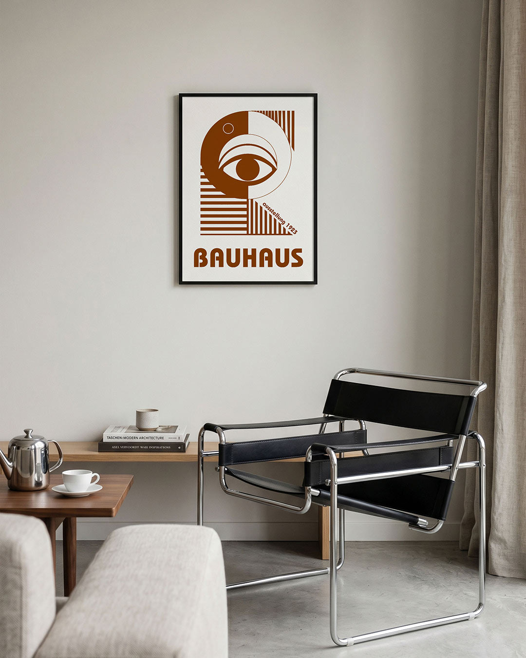 Oog en lijnen – geometrische Bauhaus poster in staand formaat