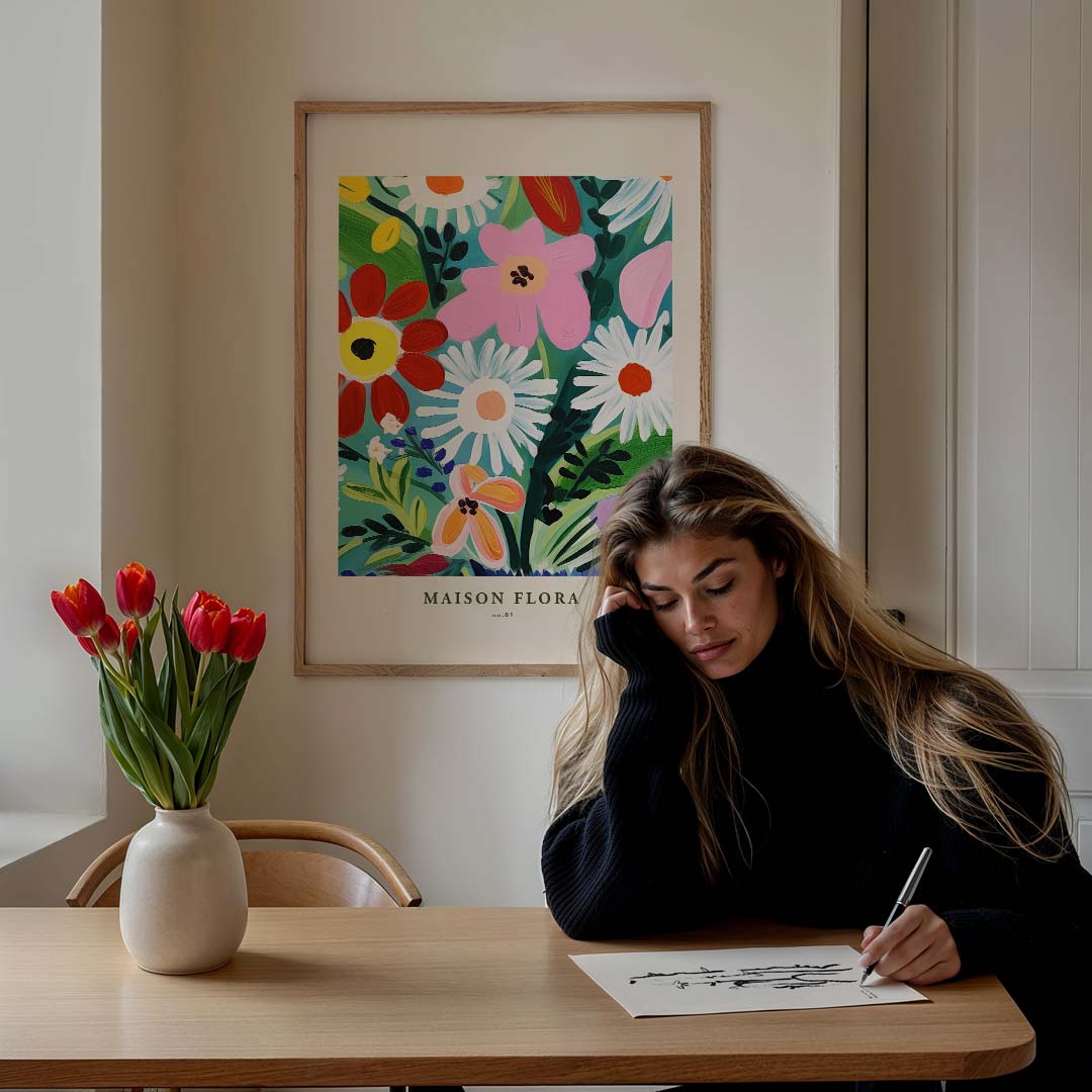 Bloemenpracht Kunstposter – bloemen poster in staand formaat