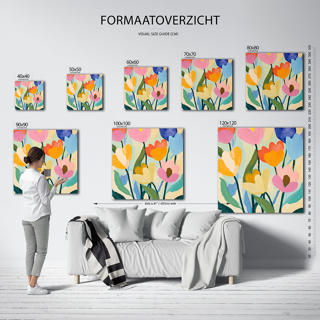 Bloemrijke kleurenpracht kunstwerk – dit kunstwerk toont een levendige compositie van kleurrijke bloemen. De vloeiende lijnen
