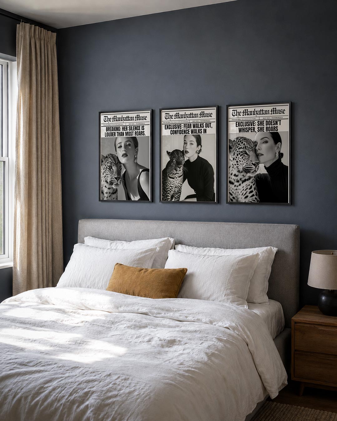 Stille kracht posterset – detailweergave – een krachtige zwart-wit compositie met een vrouw en een