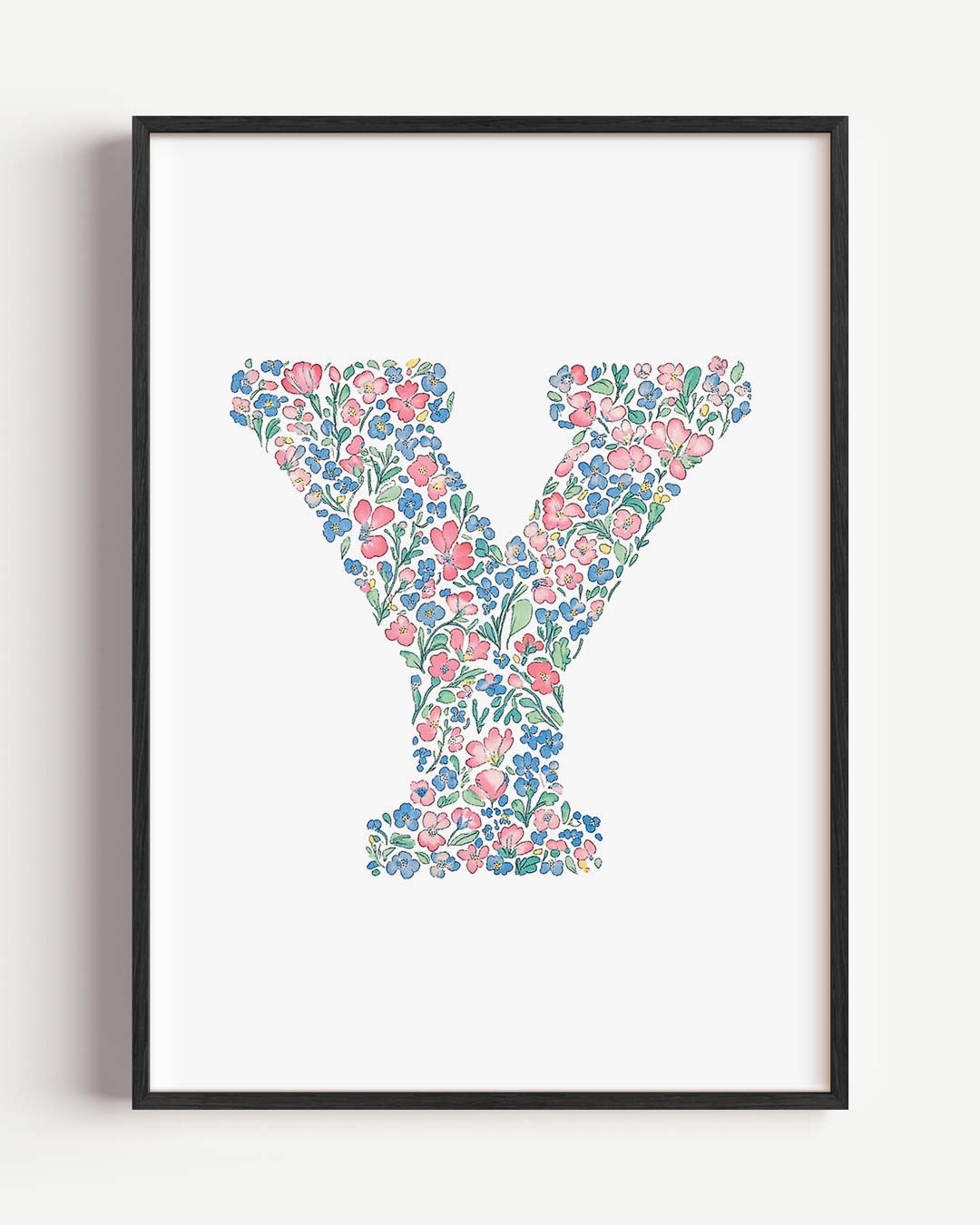 Bloemenletter Y – kids portret poster als wanddecoratie