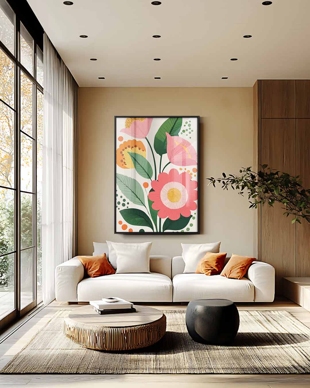 Bloemrijke Droom – kunstwerk met zwarte baklijst