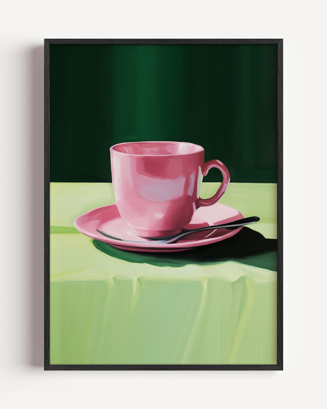 Roze Koffiekop Stilleven – keuken portret poster als wanddecoratie