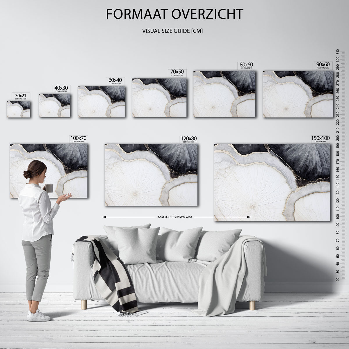 Abstracte lagen – liggende muurposter met abstracte vormen