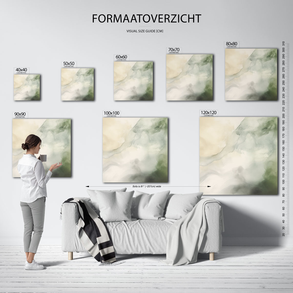 Abstracte wolken – vierkante muurposter met abstracte vormen