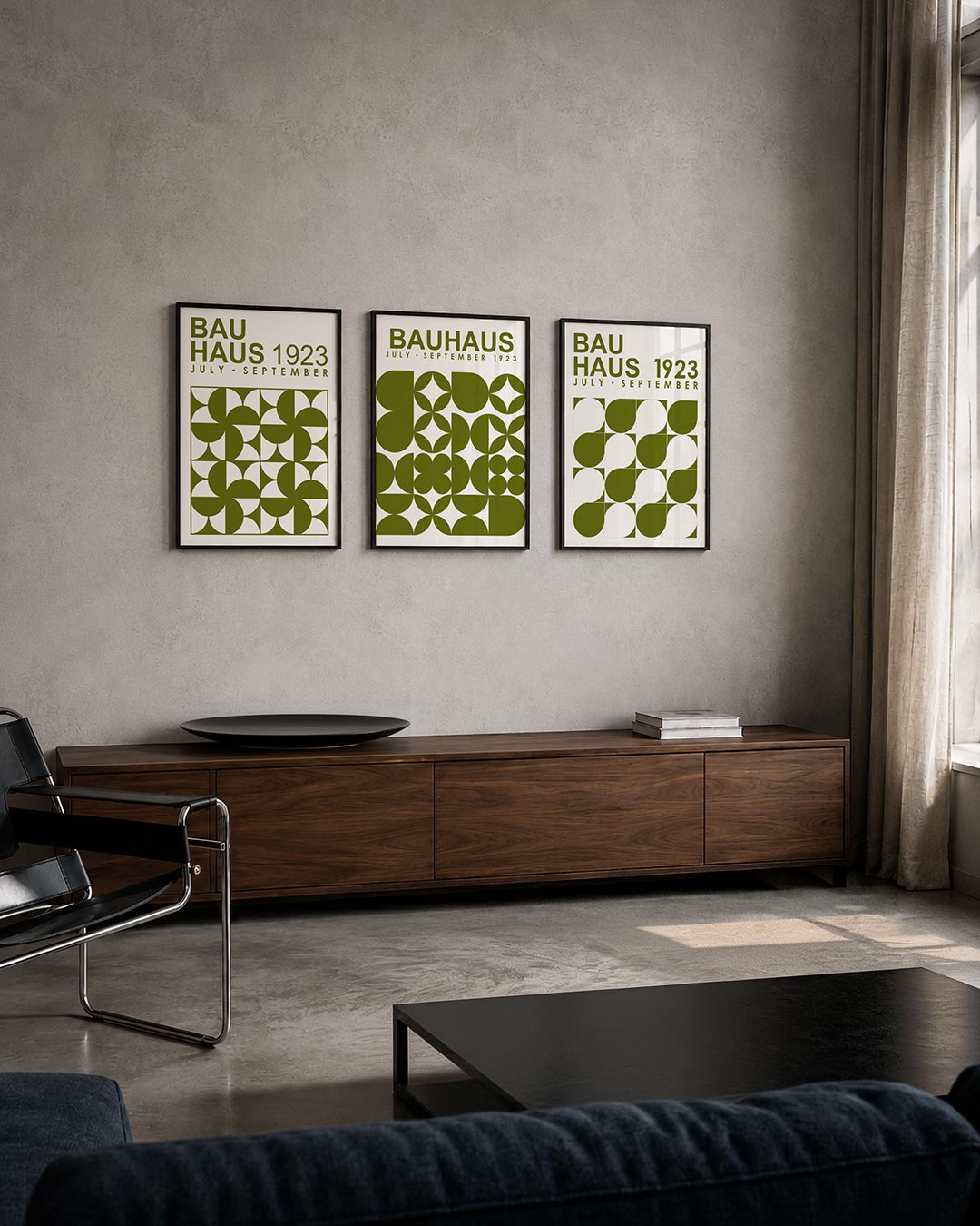 Vorm en kleur posterset – tweede productweergave – deze posterset in drie delen toont een speelse wisselwerking van halve