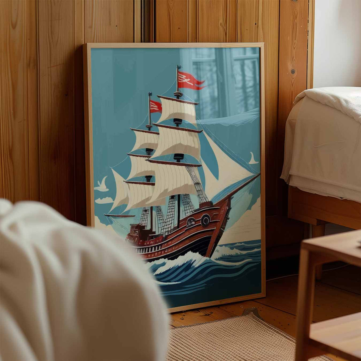 Avontuurlijke Zeilboot op Zee – kinderposter in staand formaat