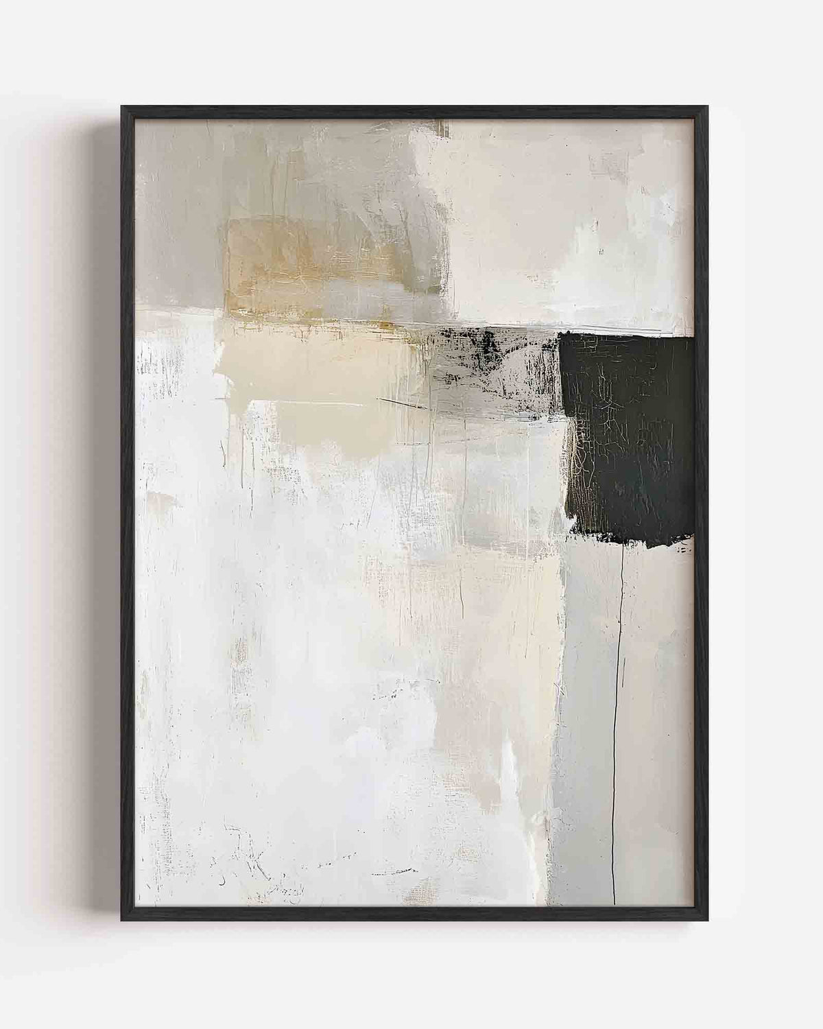 Abstracte beige en zwarte – abstracte textuur portret poster als wanddecoratie