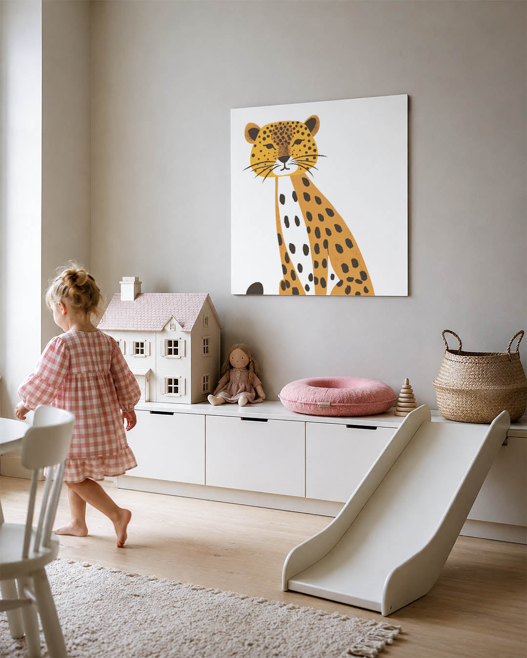 Gestileerde luipaard illustratie kunstwerk – tweede productweergave – dit kunstwerk toont een gestileerde luipaard met een