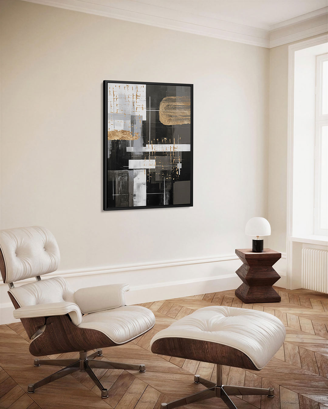 Gelaagde structuren – staand wanddecoratie kunstwerk