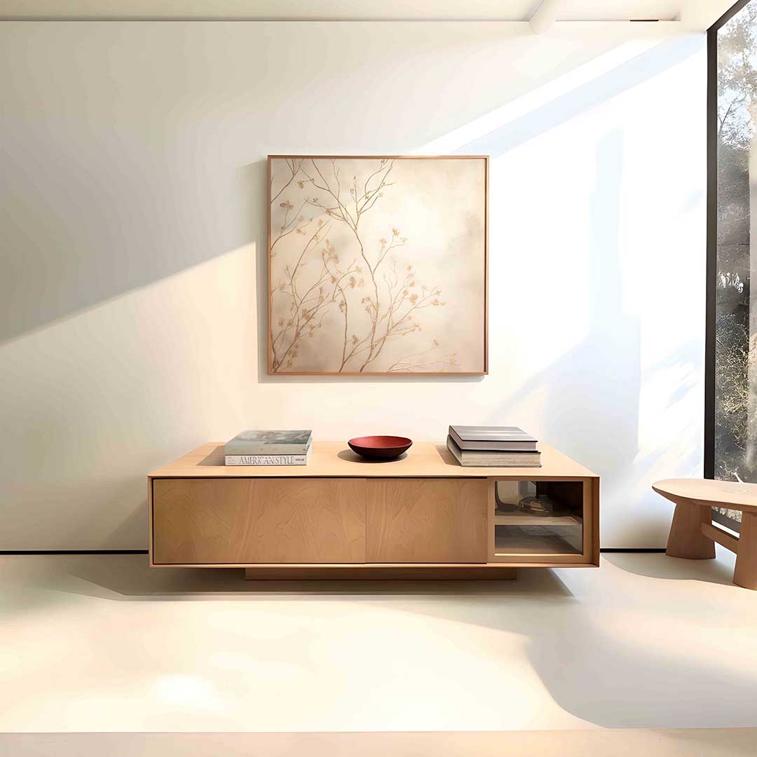 Takjes en bloemen – vierkante abstracte wanddecoratie van WallArtistic