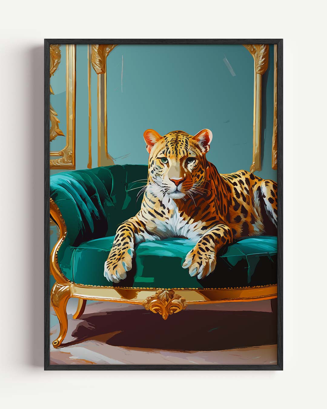 Luxe Leopard Lounge – dieren portret poster als wanddecoratie