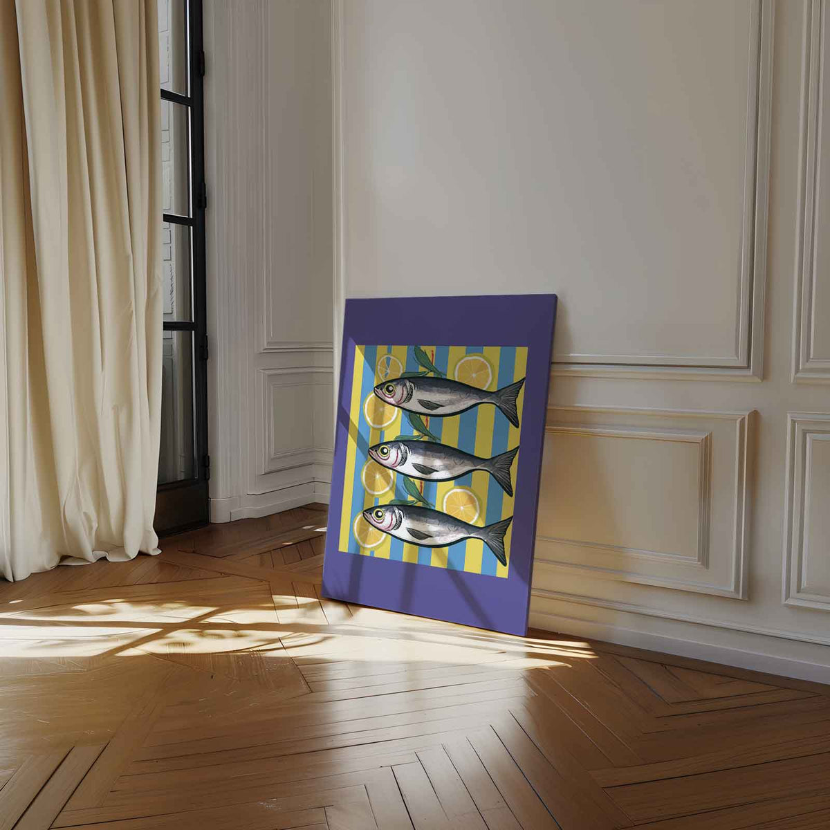 Zomerse Vischarmonie – staand kunstwerk voor modern interieur