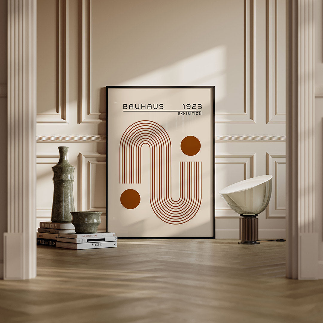 Lijnen en cirkel – moderne Bauhaus wandkunst als poster