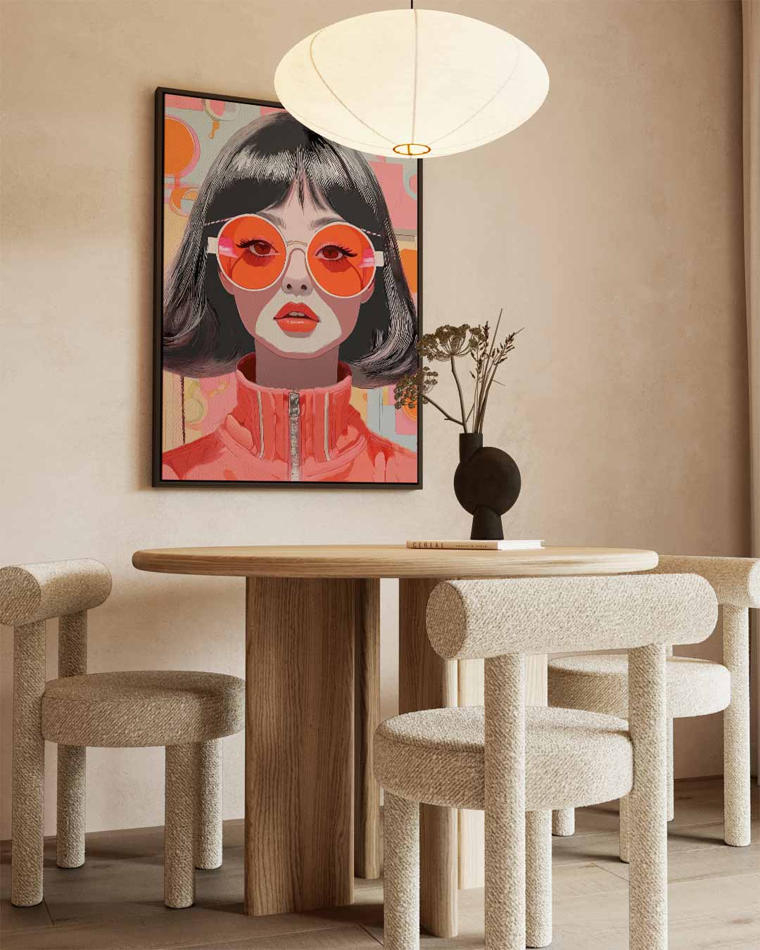 Retro Chic Portret – dibond wanddecoratie in staand formaat