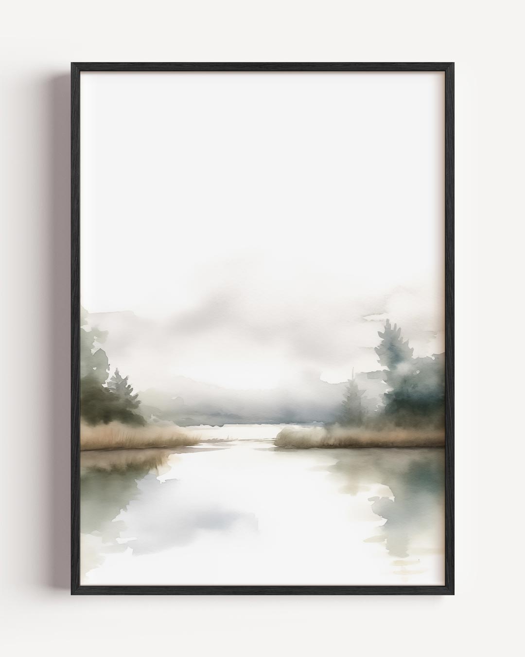 Rustgevende Waterlandschap – natuur en stad portret poster als wanddecoratie