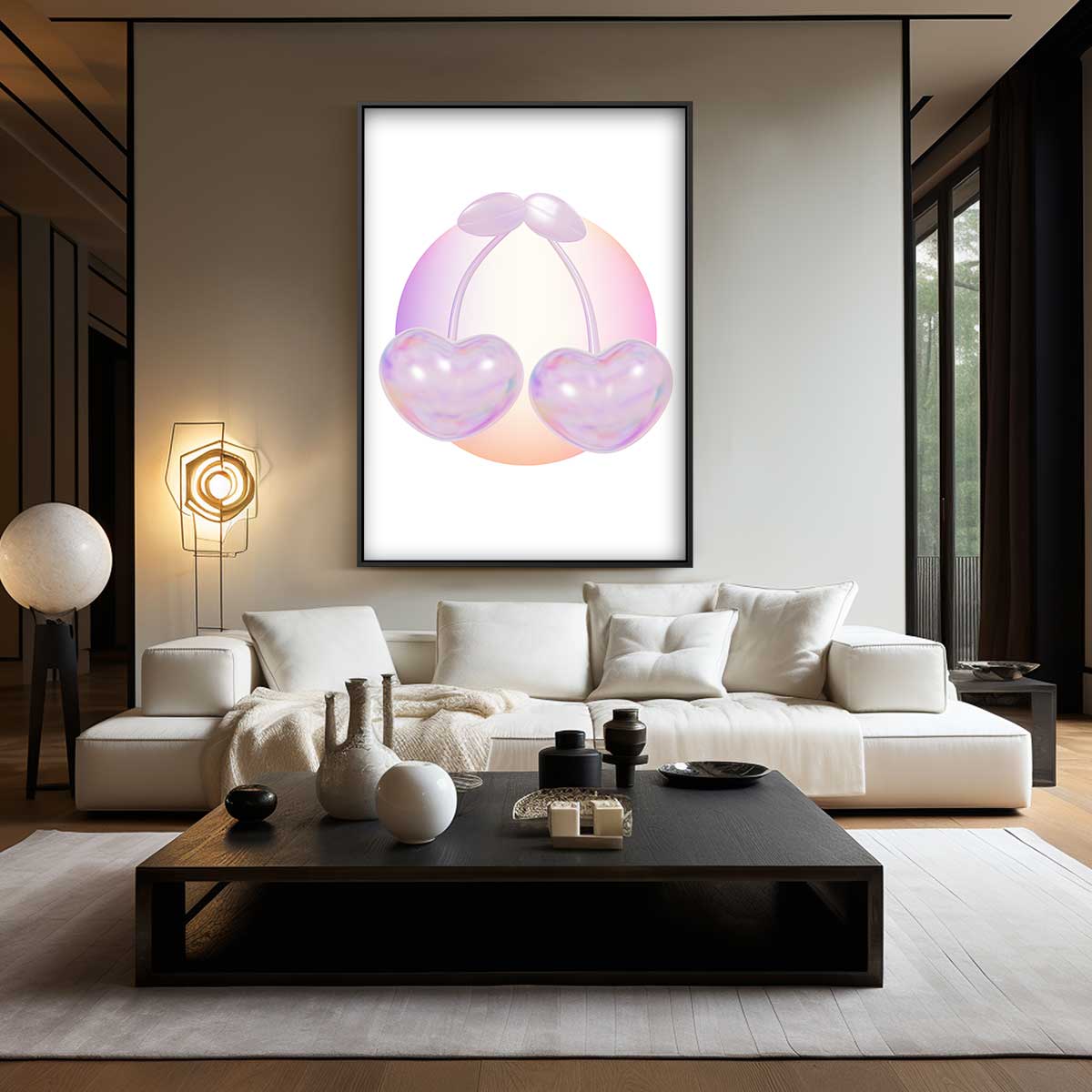Glanzende Hartkersen – plexiglas wanddecoratie in portret formaat