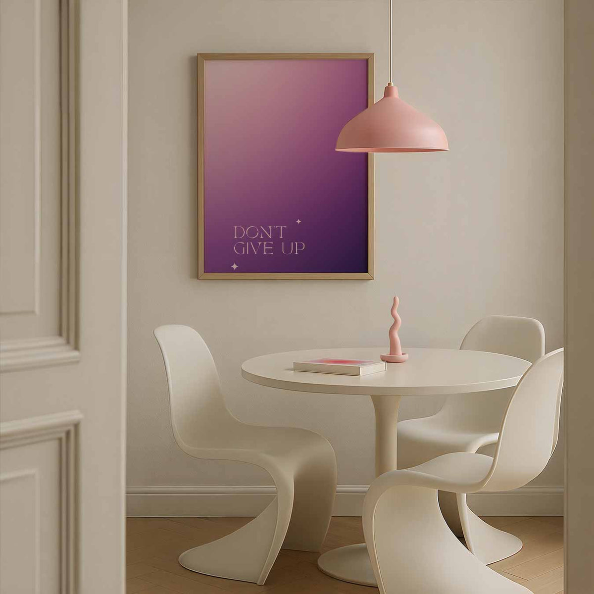 Inspirerende "Don't Give Up"-Poster – staande mindful wanddecoratie van WallArtistic