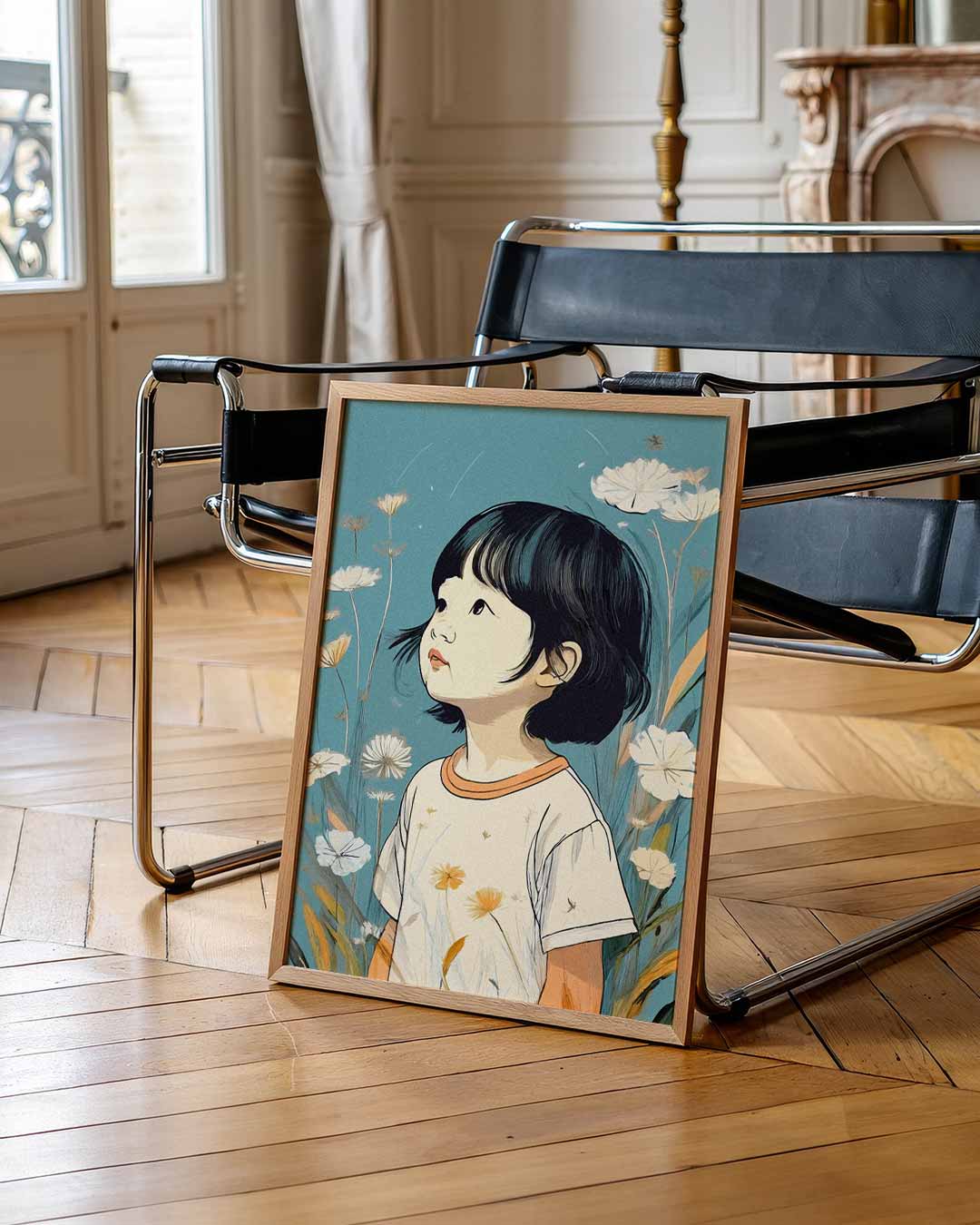Dromerige Kinderblik – zomerse wandkunst als portret poster