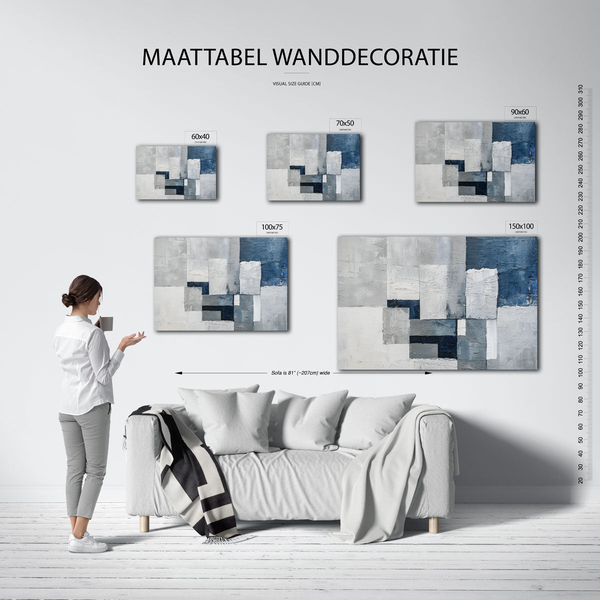 Geometrische compositie – moderne liggende wandkunst