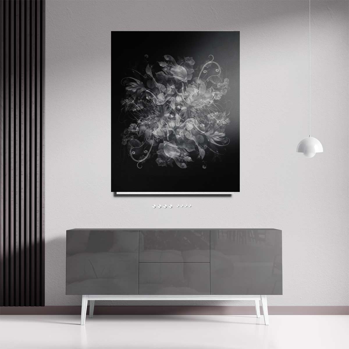Mystieke Bloemenfantasie – staande wandkunst voor woonkamer of interieur