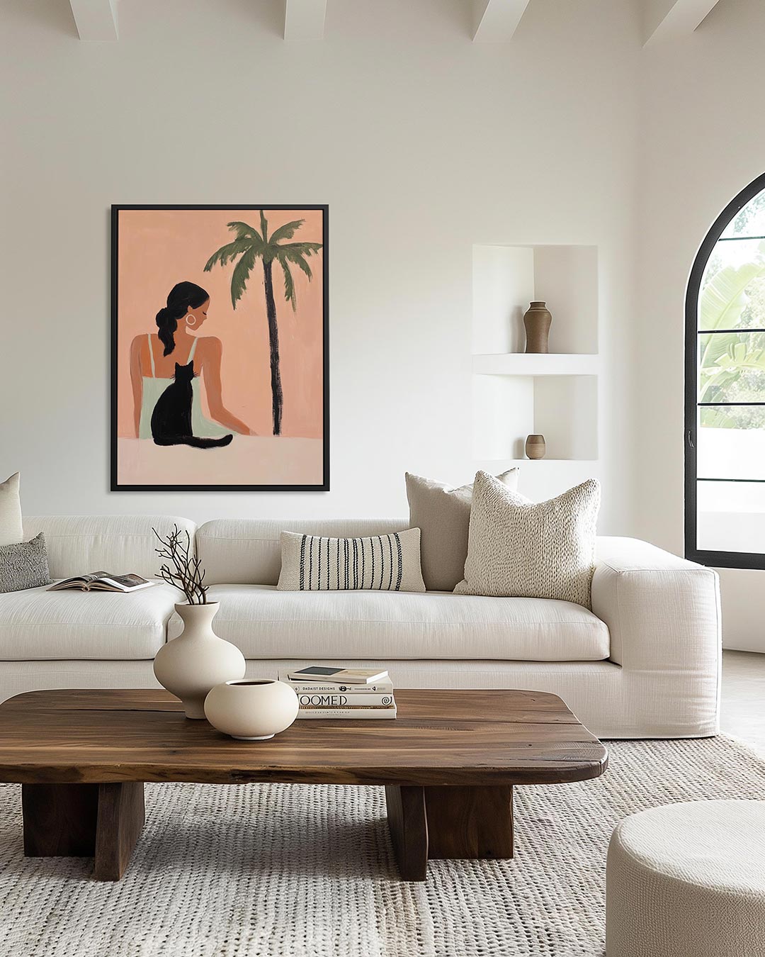 Vrouw en palmboom – staand wanddecoratie kunstwerk