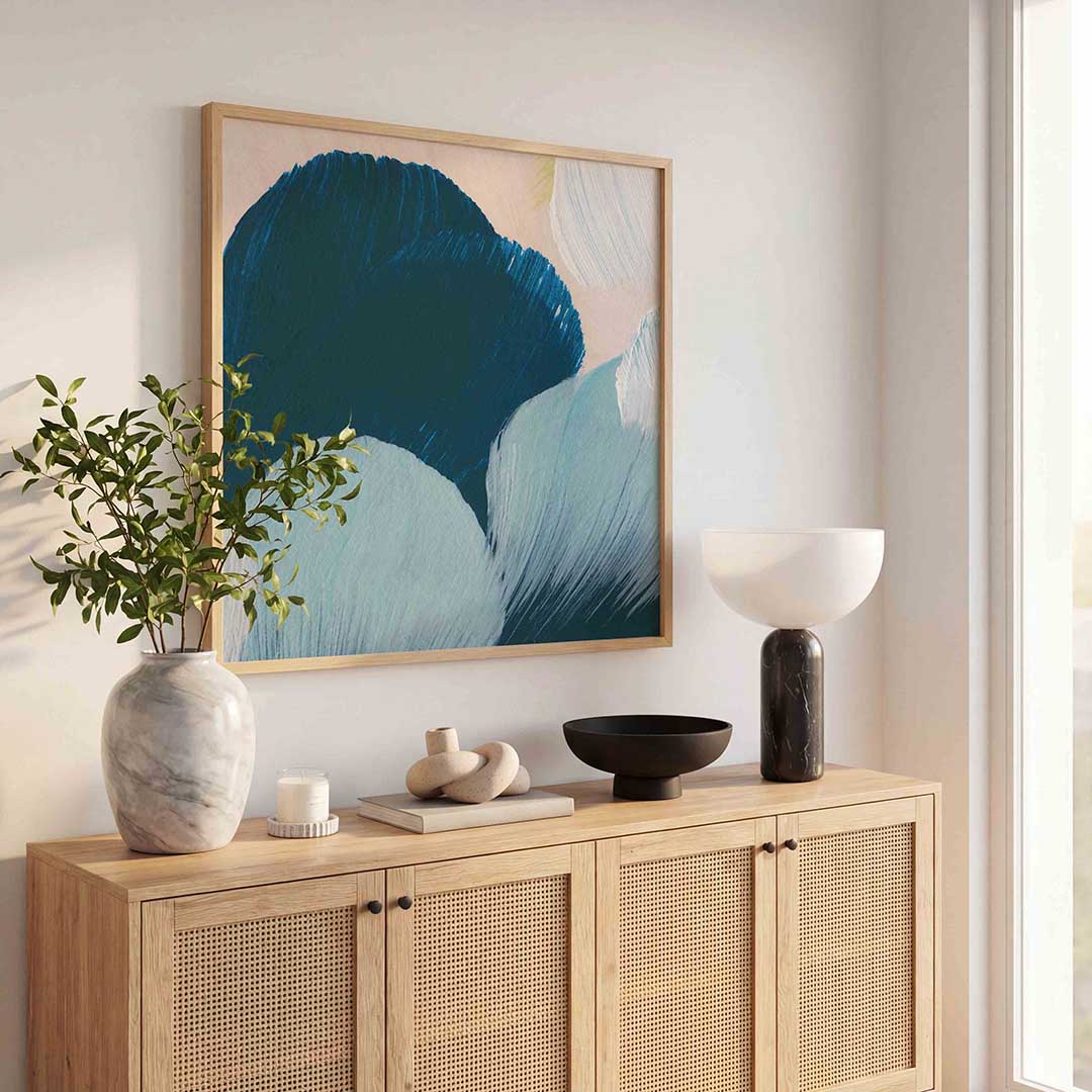 Abstracte penseelstreken – schilderkunst als moderne vierkante poster