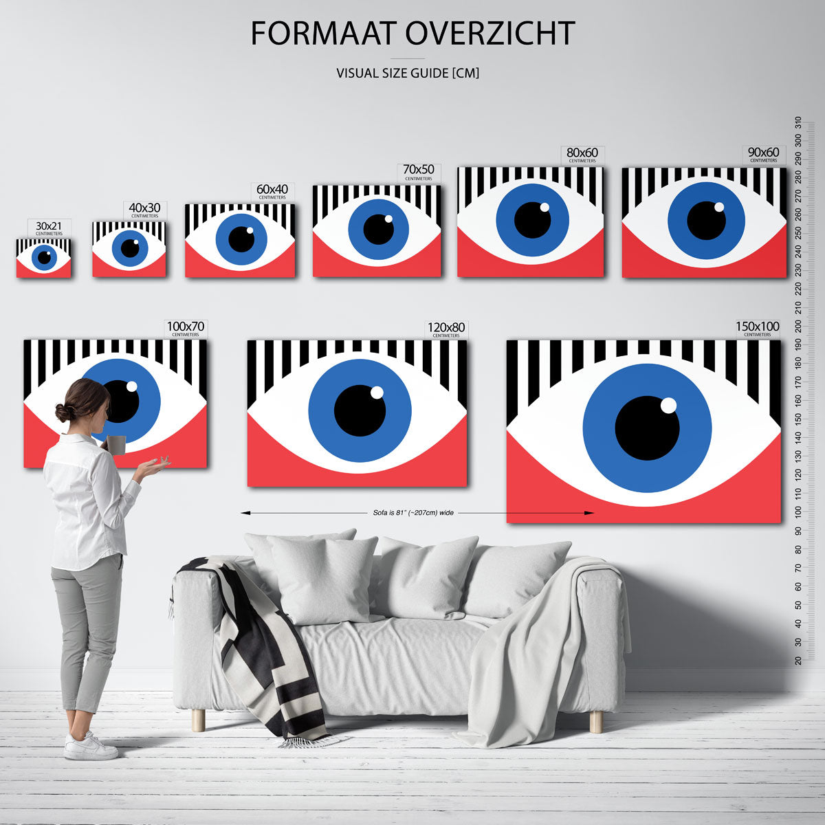 Oogvorm en lijnen – Bauhaus poster als geometrische wanddecoratie