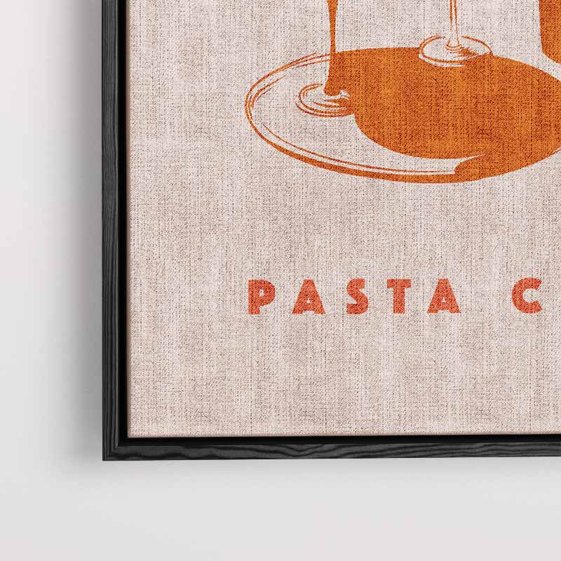 Wijn en Pasta Illustratie – modern portret kunstwerk van WallArtistic