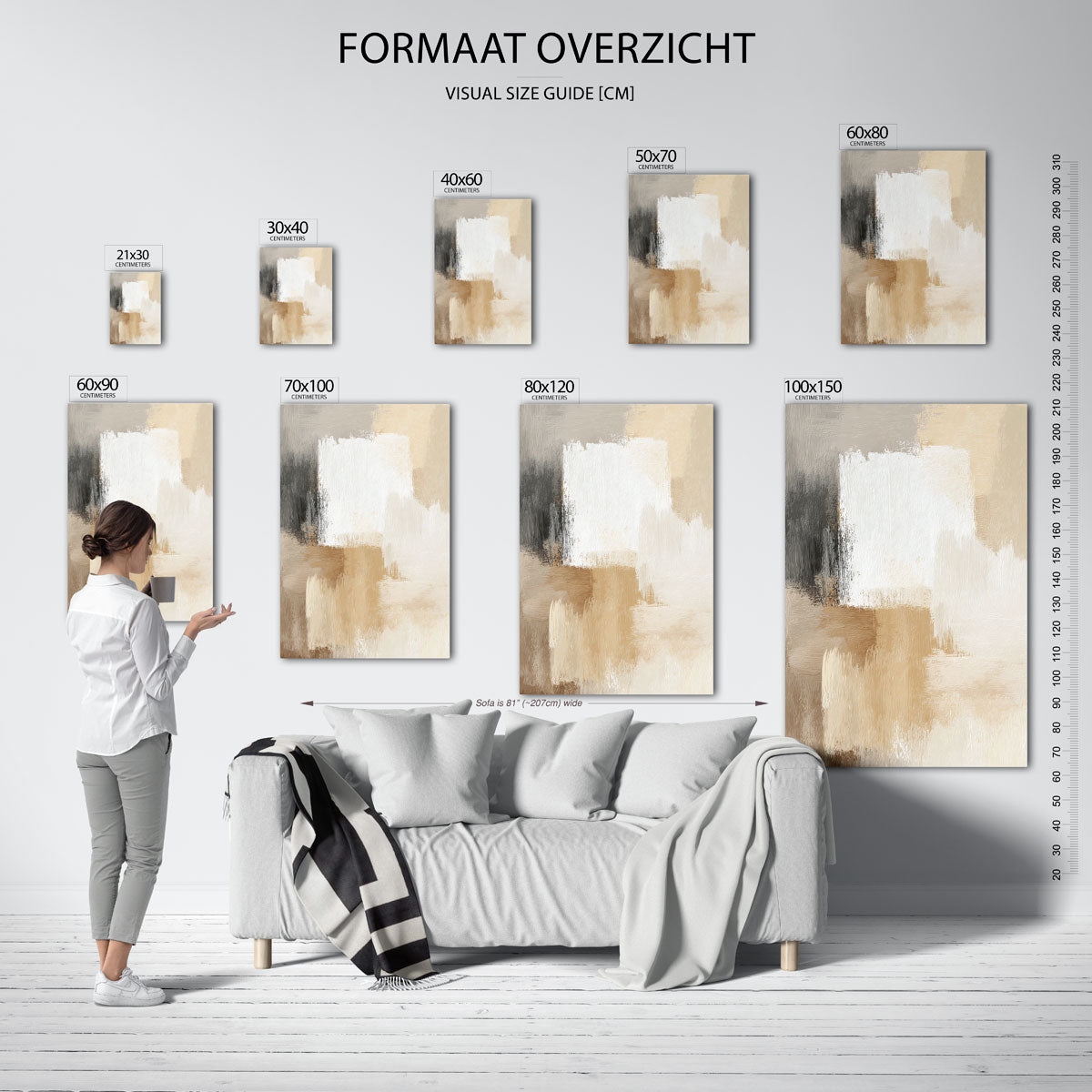 Abstracte beige en grijze – staande muurposter met abstracte texturen