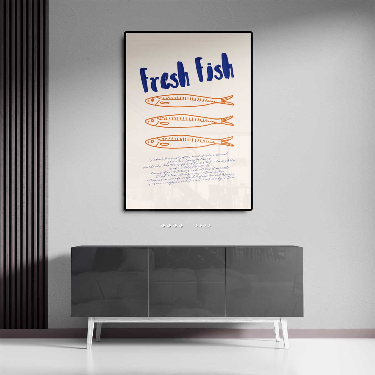 Verse Vis Illustratie – staande wandkunst voor woonkamer of interieur