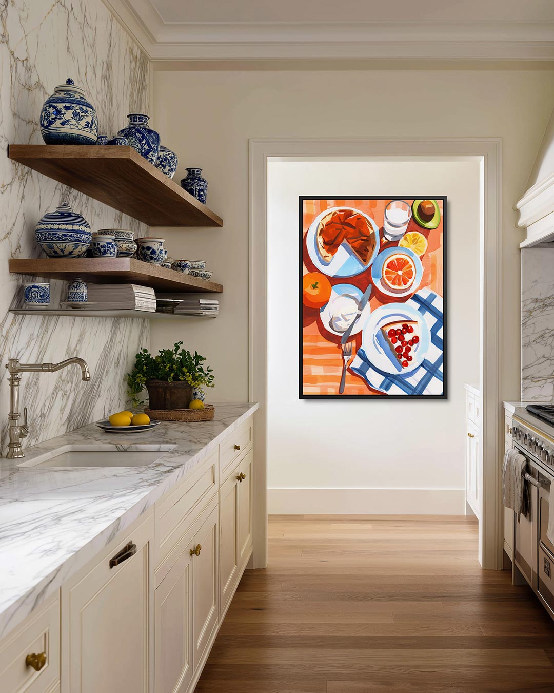 Vrolijk ontbijt tafereel – staand wanddecoratie kunstwerk