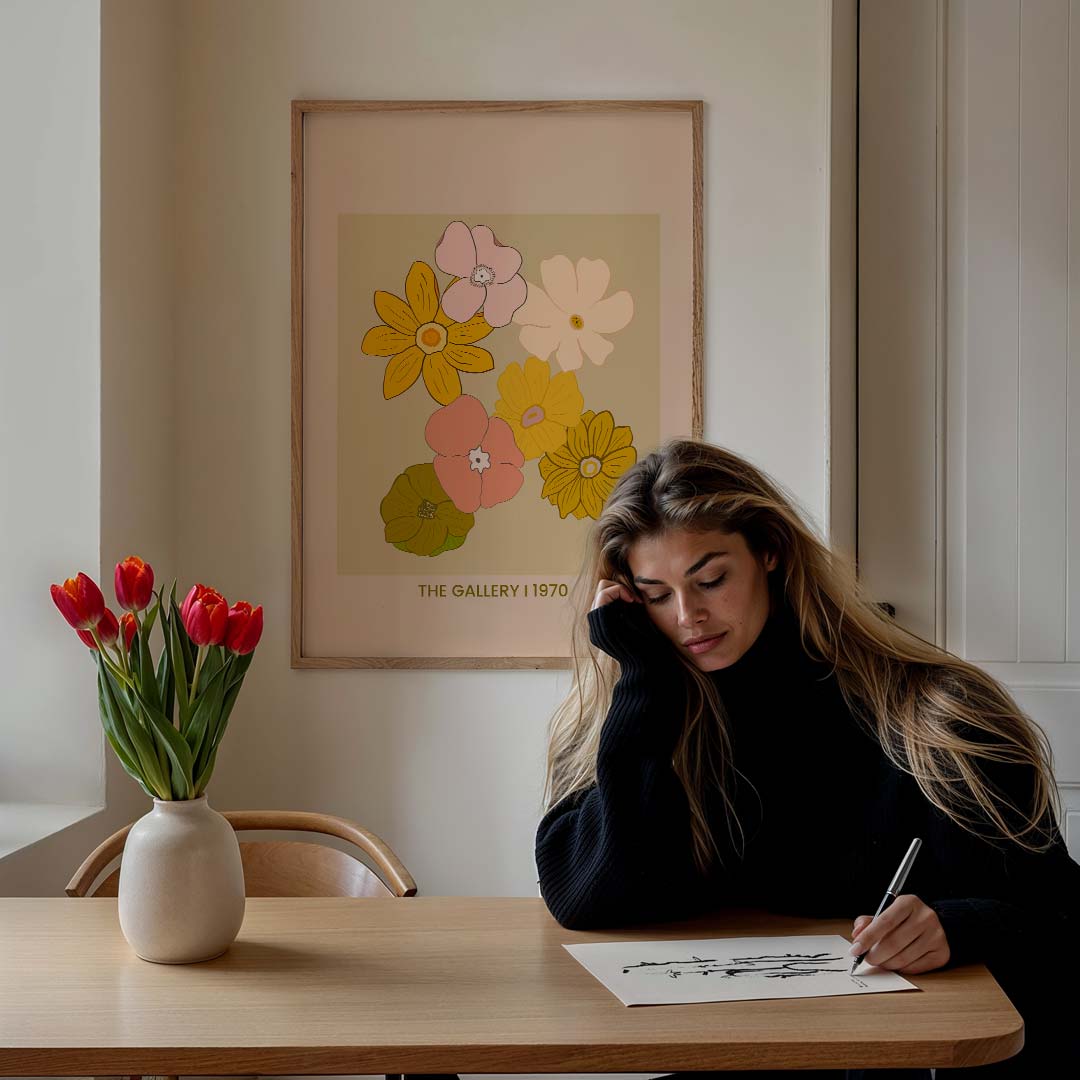 Retro Bloemenpracht – bloemen poster in staand formaat