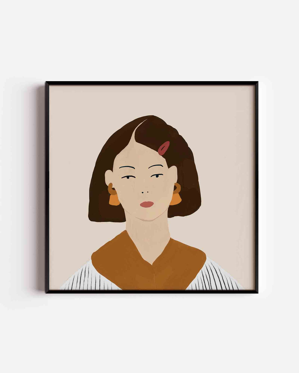Vrouwelijk portret – kleurrijke illustratie poster als wanddecoratie