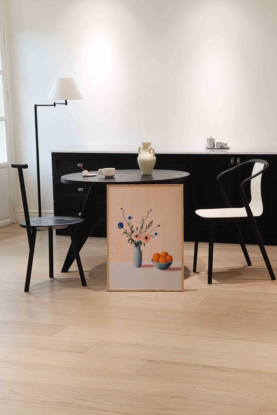 Bloemen en sinaasappels – moderne wandkunst als portret poster