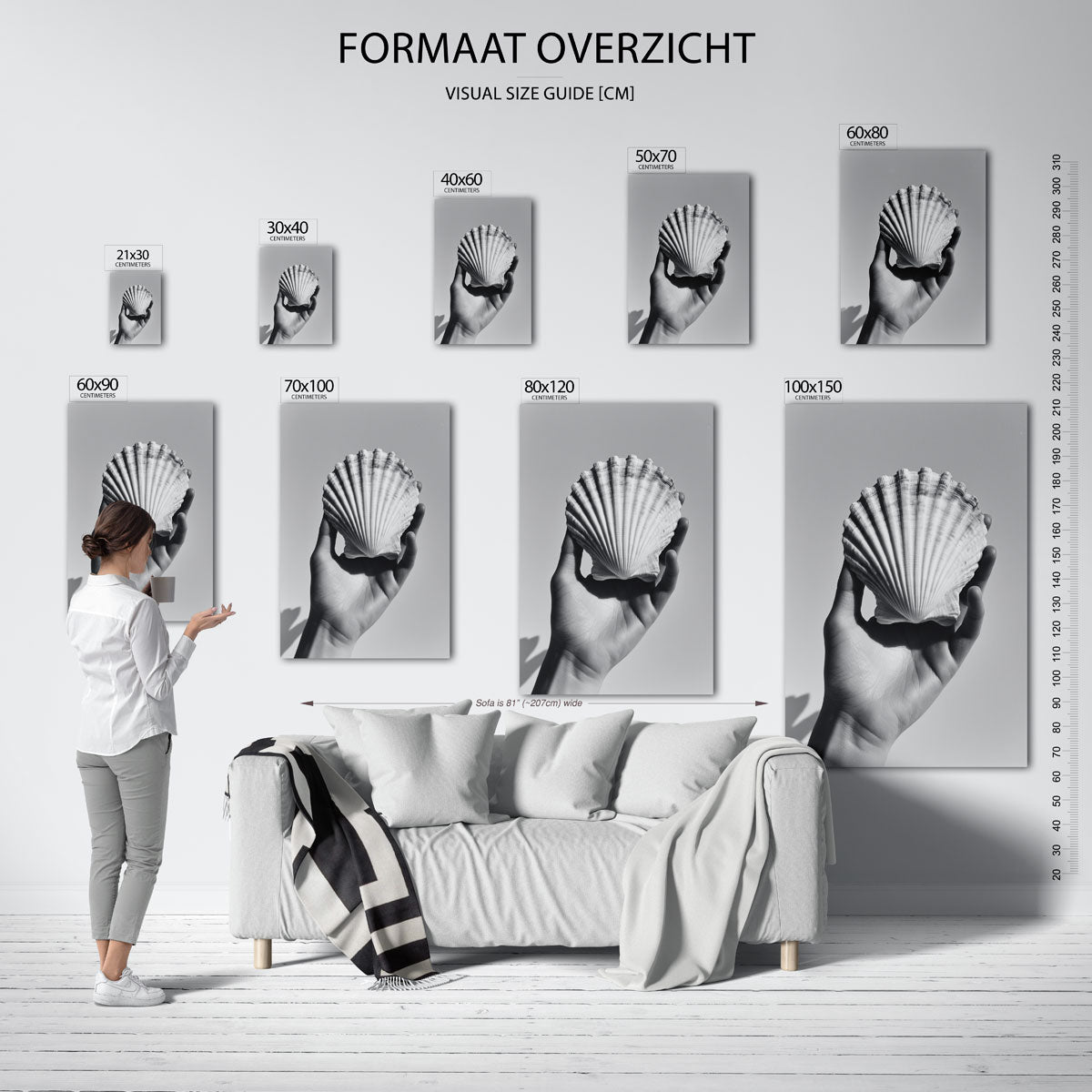 Schelp in hand – staande muurposter met natuurthema