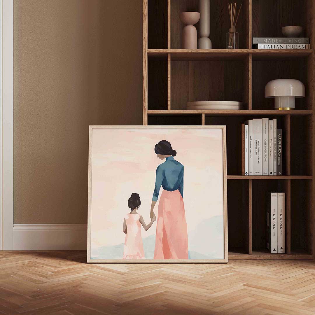 Moeder en kind – portret poster in vierkant formaat