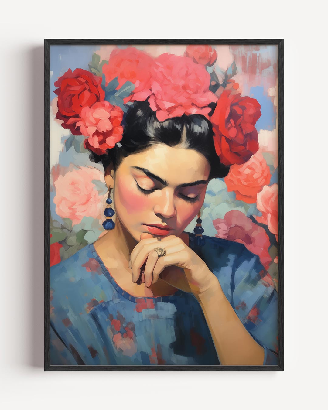 Dromerige Bloemenpracht – vrouwelijk portret poster als wanddecoratie