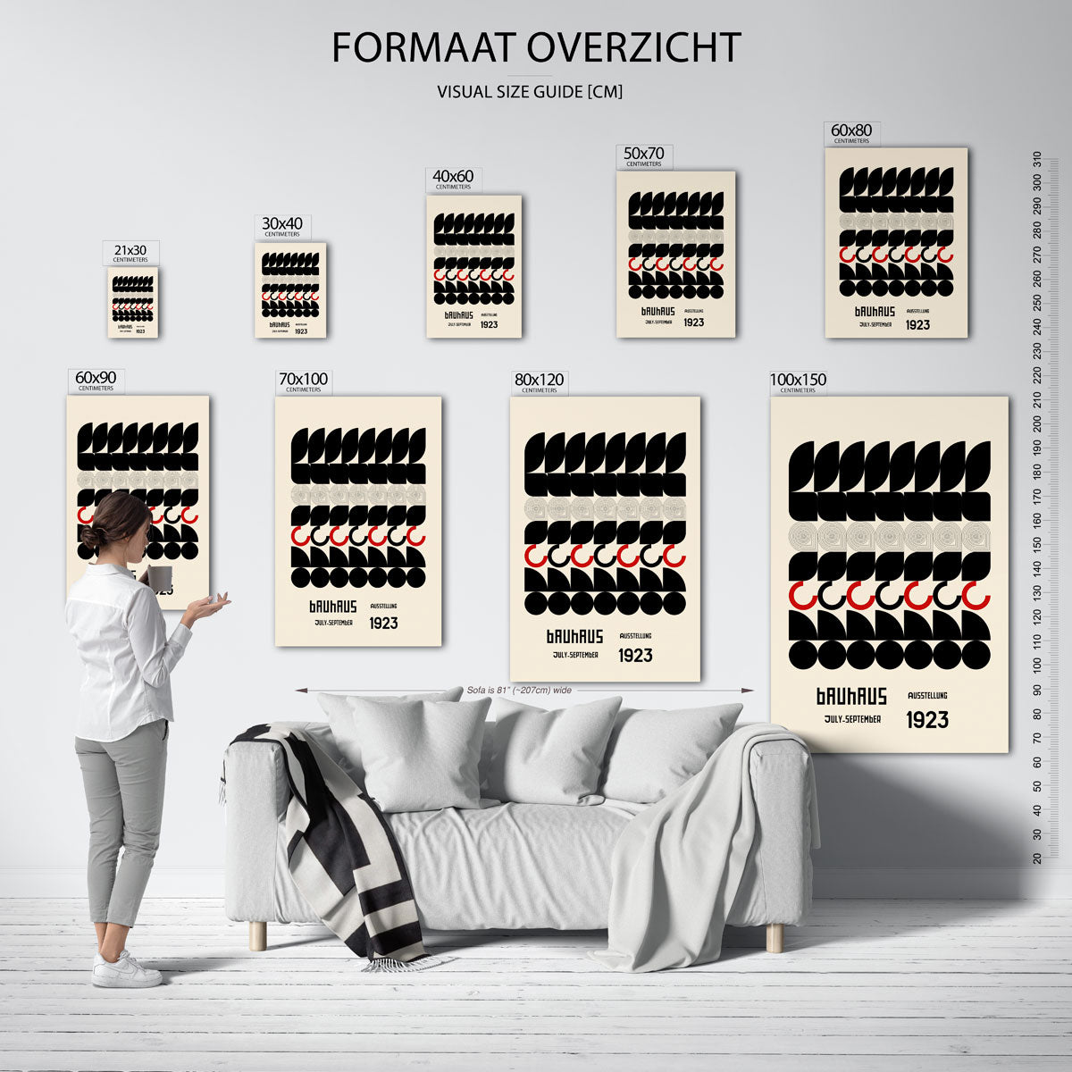 Vormritme en contrast – geometrische poster in Bauhaus-stijl van WallArtistic