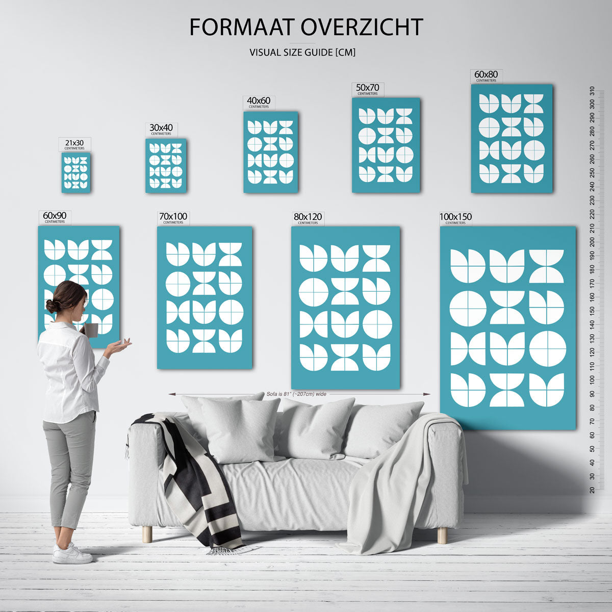Vormritme en balans – geometrische poster in Bauhaus-stijl van WallArtistic