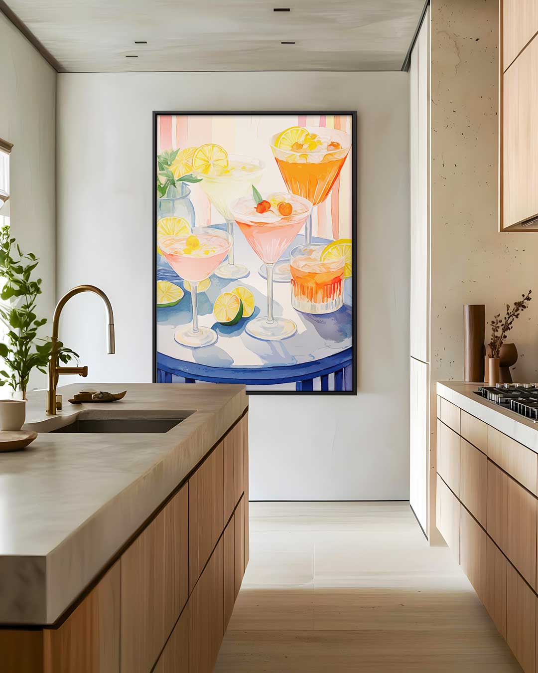 Kleurrijke Cocktails op Canvas – staand kunstwerk voor modern interieur