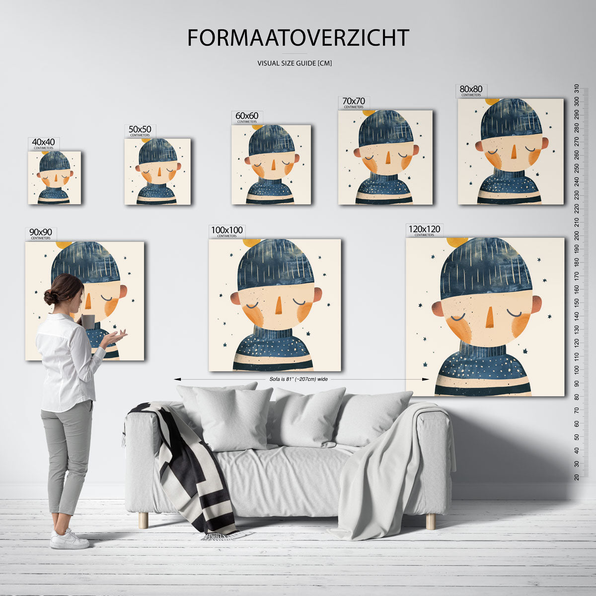 Slapende figuur – vierkante muurposter voor de kinderkamer