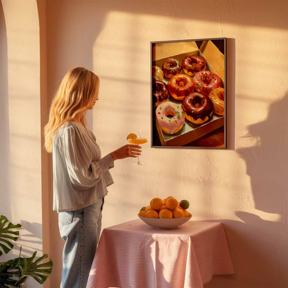 Kleurrijke Donut Traktatie – keuken poster als sfeervolle staande wanddecoratie