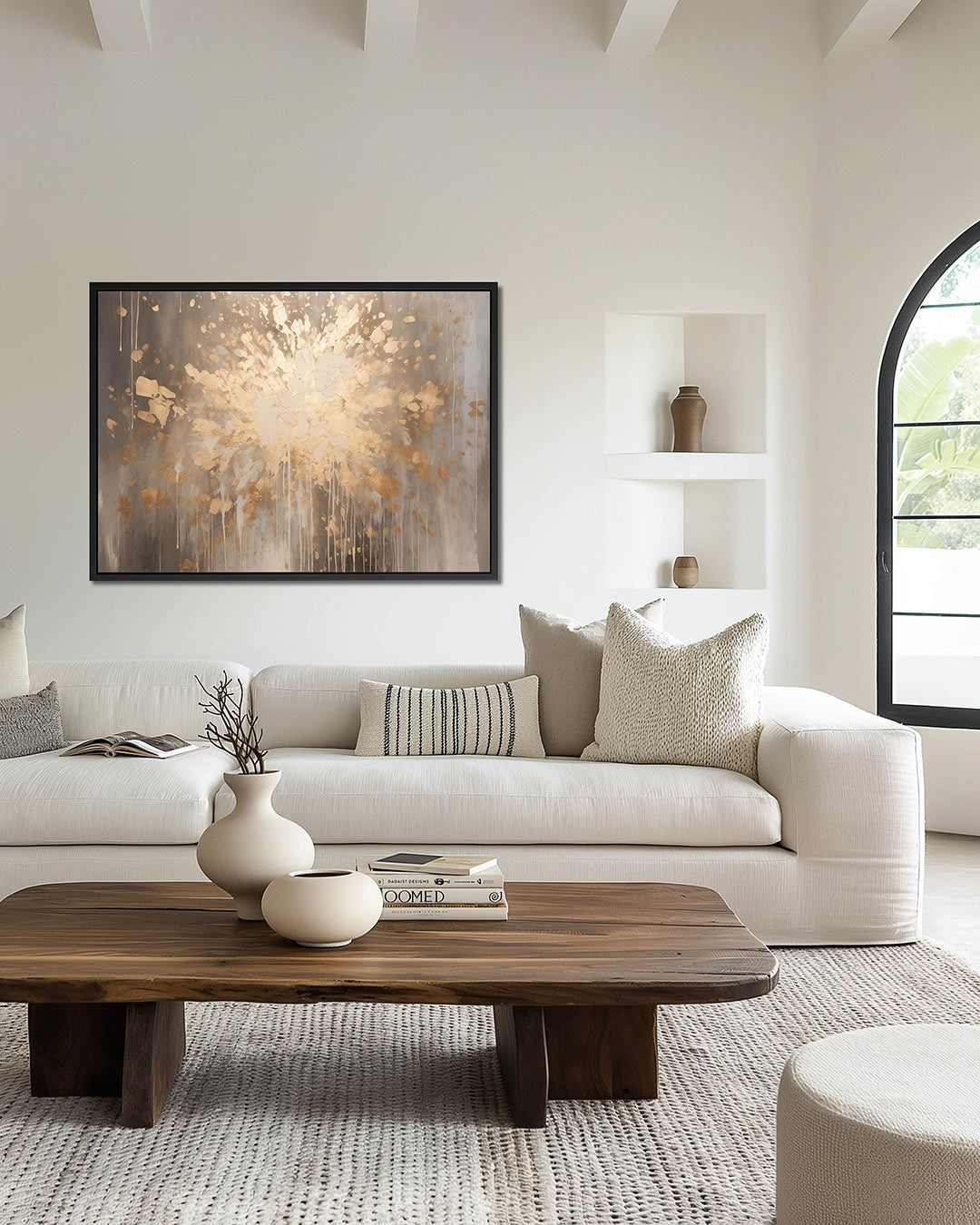 Gouden explosie – wanddecoratie in interieur